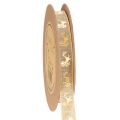 Floristik21 Dekoband Polyester Hirschmotiv 15mm x 15m Gold Braun Innenbereich