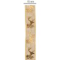Dekoband Polyester Hirschmotiv 15mm x 15m Gold Braun Innenbereich | Floristik21.de