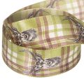 Dekoband Stoff 40mm x 15m Karomuster Grün Braun Beige Hirschmotiv | Floristik21.de