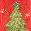 Stoff-Geschenkband Tannenbaum und Sterne 40mm x 15m Rot-Grün-Gold | Floristik21.de
