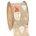 Floristik21 Dekoband Jute-Optik Weihnachtswichtel 60mm x 10m Braun Bunt Innenbereich