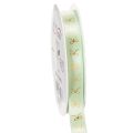 Floristik21 Dekoband Polyester mintgrün mit goldenen Schleifen 15mm x 18m auf Rolle