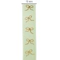 Dekoband Polyester mintgrün mit goldenen Schleifen 15mm x 18m auf Rolle | Floristik21.de