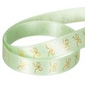 Dekoband Polyester mintgrün mit goldenen Schleifen 15mm x 18m auf Rolle | Floristik21.de