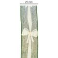 Geschenkband Stoff 25mm x 18m Grün mit Schleifenmuster und Punkten | Floristik21.de