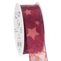 Floristik21 Organzaband mit Glitzersternen 40mm 15m Lila Rot Rosa