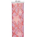 Organzaband mit Glitzersternen 40mm 15m Lila Rot Rosa | Floristik21.de