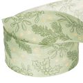 Geschenkband Polyester Stechpalme Mistel 40mm x 15m Grün Gold | Floristik21.de