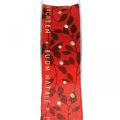 Floristik21 Weihnachtsband mit Spruch Rot 40mm 20m