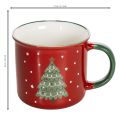 Keramiktasse Rot mit Tannenbaum-Motiv, 9 cm | Floristik21.de