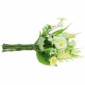 Floristik21 Frühlingsstrauß mit Bellis und Hyazinthe künstlich Weiß, Gelb 25cm