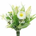 Floristik21 Frühlingsstrauß mit Bellis und Hyazinthe künstlich Weiß, Gelb 25cm