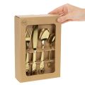16-teiliges Besteck-Set aus Edelstahl, goldfarben, im Karton verpackt | Floristik21.de