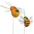 Floristik21 Deko-Biene, Frühlingsdeko, Biene am Draht Orange, Gelb B5/6,5cm 12St