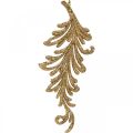 Floristik21 Baumanhänger mit Glitter, Deko-Federn zum Hängen, Weihnachtsdeko Golden L16cm 6St