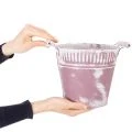 Blecheimer Lila weiß gewaschen Ø19cm H17cm 1 St | Floristik21.de