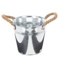 Floristik21 Blecheimer mit Seilgriffen glänzend Ø16cm