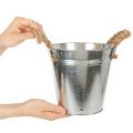 Blecheimer mit Seilgriffen glänzend Ø18cm | Floristik21.de
