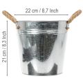 Blecheimer mit Seilgriffen glänzend Ø22cm | Floristik21.de