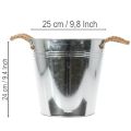 Blecheimer mit Seilgriffen glänzend Ø25cm | Floristik21.de