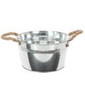 Floristik21 Blechschale mit Seilgriffen glänzend Ø22cm
