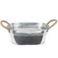 Floristik21 Blechschale oval Silber 30cm x 17cm x 10cm
