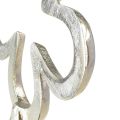 Blume Metall Deko Silber Schwarz Holz Sockel 15×30cm | Floristik21.de