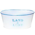 Floristik21 Blumenschale oval Pflanztopf Metall Weiß, Blau 26×17×12cm