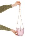 Blumentopf Glas Windlicht zum Hängen Lila Grün 14cm 2St | Floristik21.de