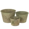 Floristik21 Blumentopf Metall Grün Vintage Ø22cm–13,5cm 3er-Set