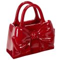 Floristik21 Deko Vase Handtaschenform Schleife Polyresin Rot glänzend 22cm