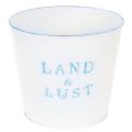 Floristik21 Blumentopf Weiß, Blau Übertopf Metall Frühling Ø17cm H15,5cm