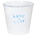 Floristik21 Blumentopf groß Weiß, Blau Metalldeko Übertopf Ø22×H21cm