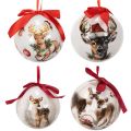 Weihnachtskugeln Kunststoff Hirschmotiv 7cm Rotband 4er-Set | Floristik21.de
