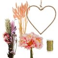 Floristik21 DIY Box Herz Deko Loop mit Pfingstrosen und Trockenblumen Rosa 33cm