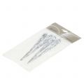 Floristik21 Eiszapfen zur Dekoration transparent, Silber 12,5cm 4St