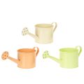 Floristik21 Deko Gießkanne Set in Pastell Lachs, Grün, Gelbgrün - Metall Übertopf Ø11cm H10cm 8 Stück