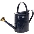 Floristik21 Deko Gießkanne Vintage Blau Gold Karo Metall Retro-Design für Innenraum Gartenbalkon 65cm