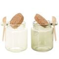 Deko Glas mit Korkdeckel und Löffel Grün Ø7cm H10cm 2St | Floristik21.de