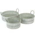 Floristik21 Deko-Schale Metall mit Griffen Übertopf Vintage 3er-Set