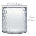 Floristik21 Deko-Glas, Windlicht mit Rautenmuster, Glasgefäß Ø15cm H15cm