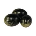 Floristik21 Deko Ostereier echtes Hühnerei Schwarz mit Gold-Glitter H5,5–6cm 10St