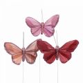 Floristik21 Deko-Schmetterling am Draht Federschmetterling Rosa 10×6cm 12St