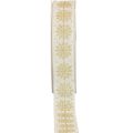 Floristik21 Weihnachtsband Geschenkband Schneeflocke Weiß 25mm 20m