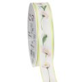 Floristik21 Geschenkband Bellis Blütenmuster Polyester 25mm x 20m Weiß