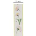 Geschenkband Bellis Blütenmuster Polyester 25mm x 20m Weiß | Floristik21.de