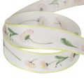 Geschenkband Bellis Blütenmuster Polyester 25mm x 20m Weiß | Floristik21.de