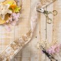 Geschenkband Polyester 40mm 20m Creme Gold Pflanzenmotive für Dekorationen | Floristik21.de