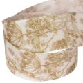 Geschenkband Polyester 40mm 20m Creme Gold Pflanzenmotive für Dekorationen | Floristik21.de