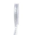 Floristik21 Dekoband mit Lurexverzierung Weiß-Silber 15mm 20m